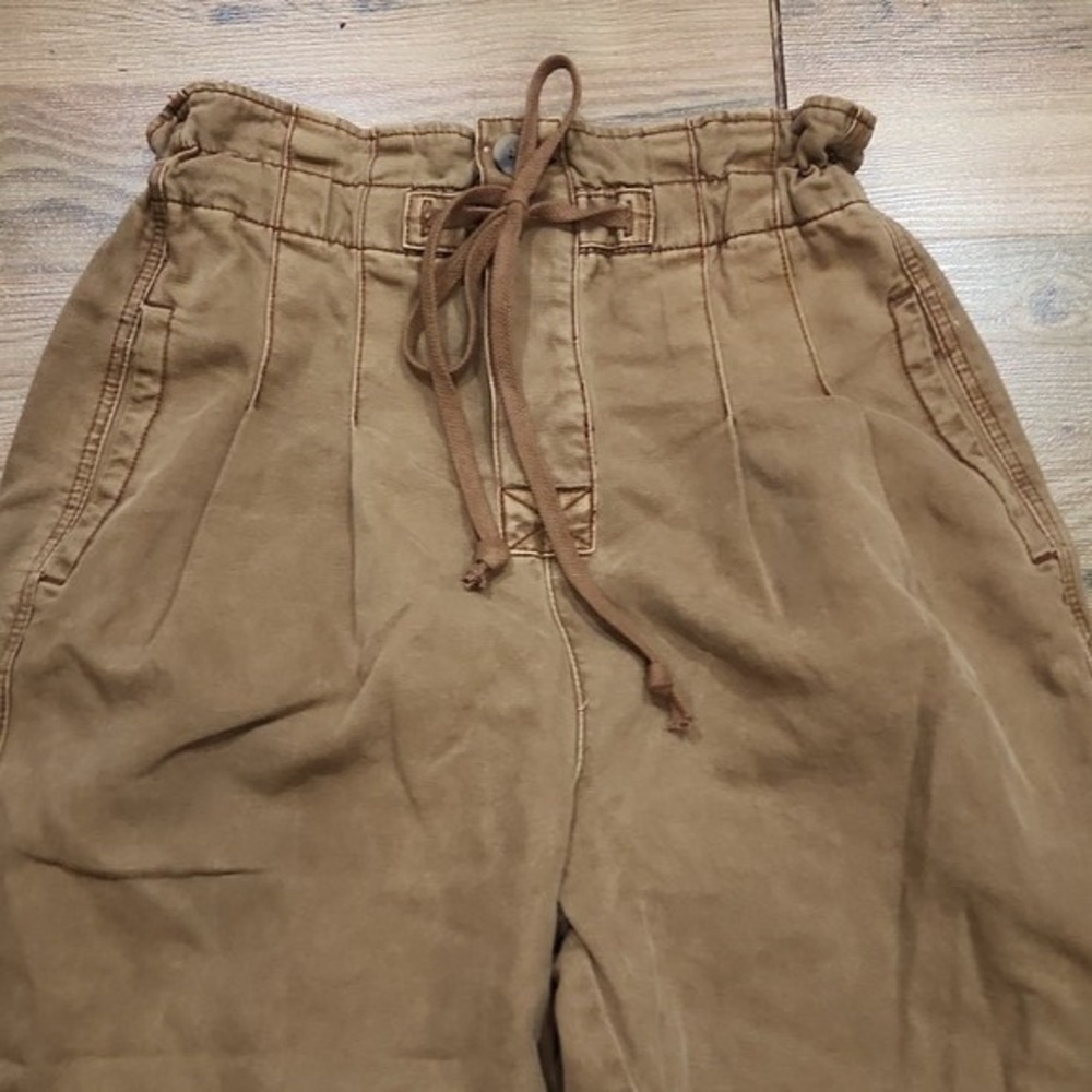 Free People Margate Pleated Earthy Bohemian Tie Trouser Cinnamon Brown XS - Picture 6 of 10